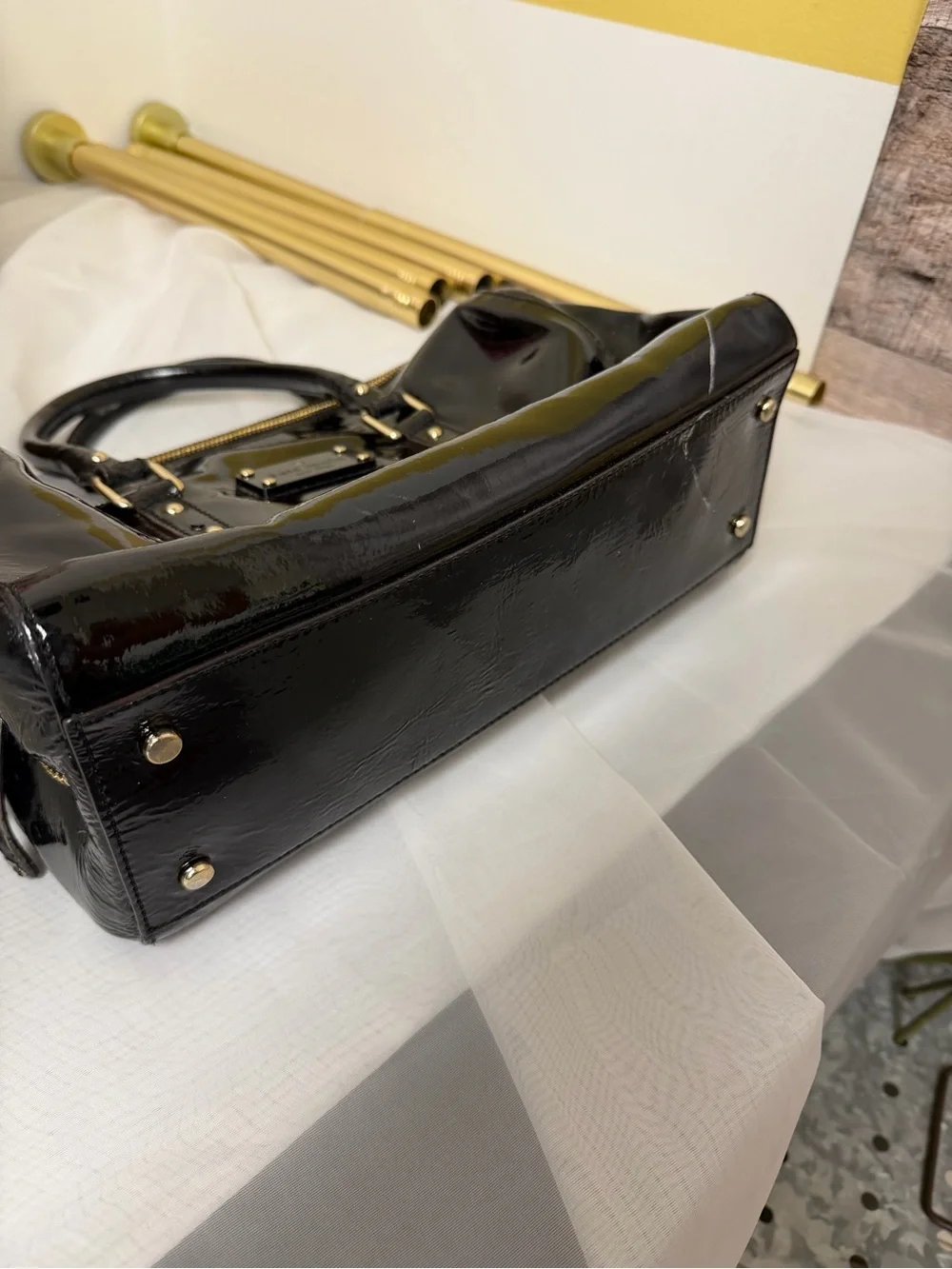 kate spade Black Patent Leather Structured Bag